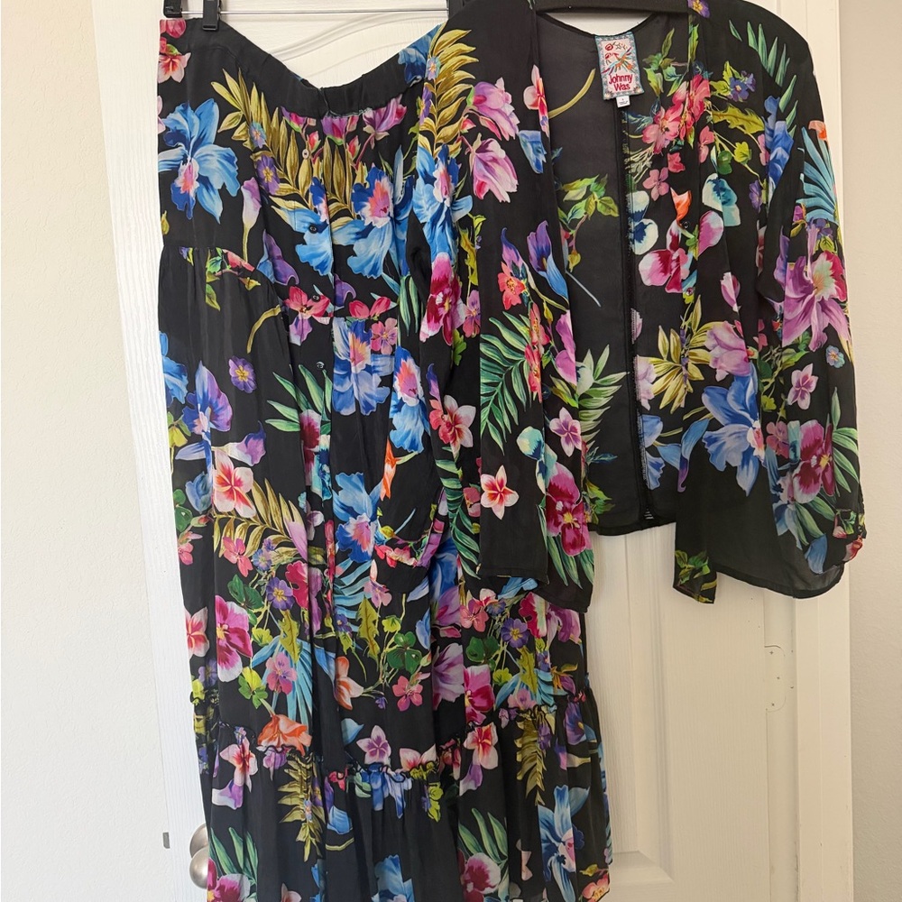 Johnny Was Black Floral Blouse